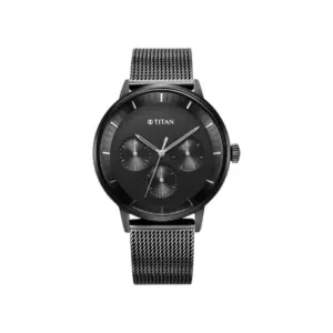 Titan Watch Titan Modern Classics Quartz Multifunction Black Dial Watch for Men with Stainless Steel Strap 94006NM01