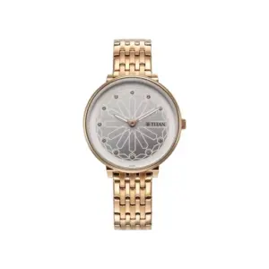 Titan Watch Titan Marhaba 2 Analog Silverwhite Dial Watch for Women with Rose Gold Stainless Steel Strap 2673WM02