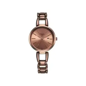Titan Watch Titan Raga Viva Quartz Analog Rose Gold Dial Watch for Women with Date, Brown Metal Strap 2642QM01