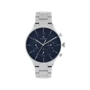 Titan Watch Titan High End Classique Quartz Multifunction Blue Dial Watch for Men with Stainless Steel Strap 90102SM01