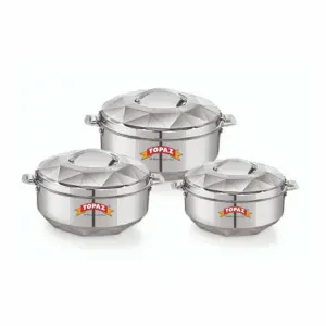 Topaz Hotpot Almas 3pcs Casserole Insulated Food Warmer With Steel Handle 3000/4000/6000