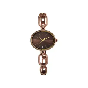 Titan Watch Titan Raga Viva Brown Dial Quartz Analog Watch for Women with Date, Metal Strap 2667QM01