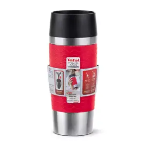 Tefal Essential Travel Mug 0.36L Stainless Steel Red Double Wall Insulation Keeps Hot Drinks 3 Hours Cool 6 Hours Stainless Steel Silicone Coating Travel N2021710