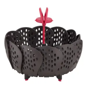 Tefal Ingenio Steamer Basket 14x9 cm Non Scratch Fordable Red & Black Award Winning Design K2071614