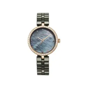 Titan Purple Ceramics Analog Mother of Pearl Dial Watch for Women with Green Ceramic Strap 95215KC04