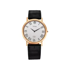 Titan Watch Titan Edge Revamp-2 Quartz Analog White Dial Watch For Men with Black Leather Strap 1595WL01