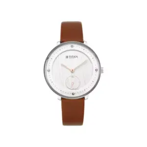 Titan Watch Titan Workwear Women's Svelte Multifunction White Dial Watch with Leather Strap 2651SL01