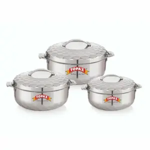 Topaz Hotpot Rose 3pcs Casserole Insulated Food Warmer With Steel Handle 4000/6000/8000