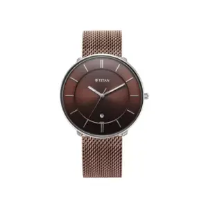 Titan Watch Titan Noir Quartz Analog Brown Dial Watch for Men with Date, Stainless Steel Strap 1849KM02