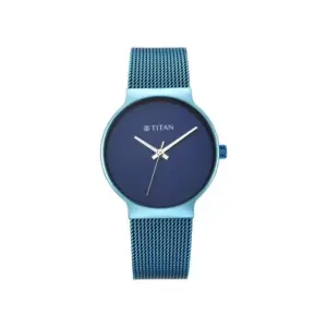 Titan Watch Titan Slimline Quartz Analog Blue Dial Watch for Women with Metal Strap 95141QM01