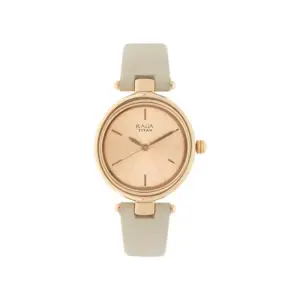 Titan Watch Titan Raga Viva Quartz Analog Rose Gold Dial Watch for Women with Beige Leather Strap 2579WL01