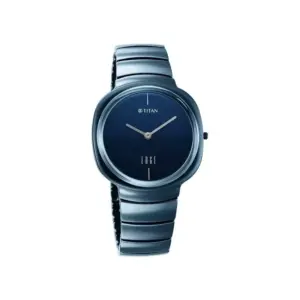 Titan Watch Titan Edge Squircle Quartz in Atlantic Blue Dial Unisex Watch with Glossy Ceramic Strap 1841QC04