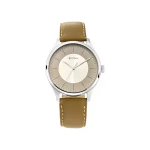 Titan Watch Titan Urban Edge/Neo Eco Analog Gold Dial Watch for Men with Brown Leather Strap 1802SL09
