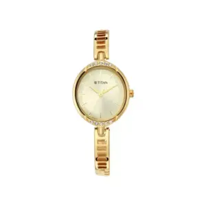 Titan Watch Titan Karishma Quartz Analog Golden Dial Watch for Women with Metal Strap 2637YM01