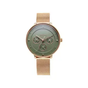 Titan Watch Titan Neo Quartz Multifunction Green Dial Watch for Women with Rose Gold Stainless Steel Strap 2651WM05