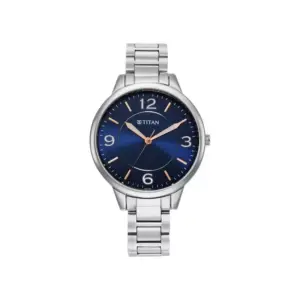Titan Watch Titan Trendsetters Analog Blue Dial Watch for Women with Stainless Steel Strap 2617SM03