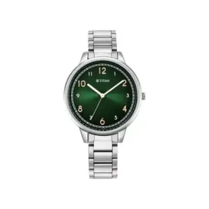Titan Watch Titan Trendsetters Analog Green Dial Watch for Women with Stainless Steel Strap 2648SM05