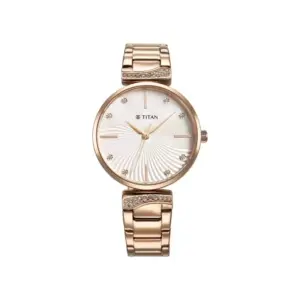 Titan Watch Titan Purple Style Up Analog Mother of Pearl Dial Watch for Women with Rose Gold Stainless Steel Strap 95237WM01