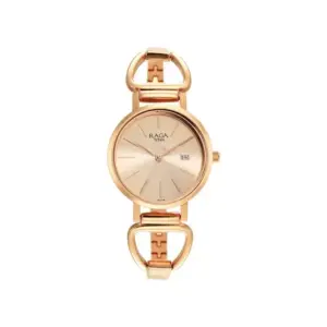 Titan Watch Titan Raga Viva Quartz Analog Rose Gold Dial Watch for Women with Date, Metal Strap 2669WM01