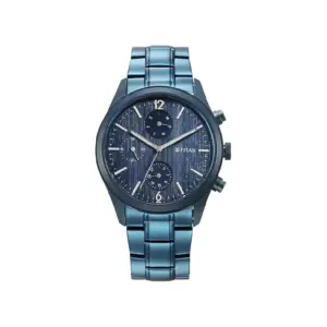Titan Watch Titan Neo Splash 2.0 Multifunction Blue Dial Watch for Men with Blue Stainless Steel Strap 1805QM07
