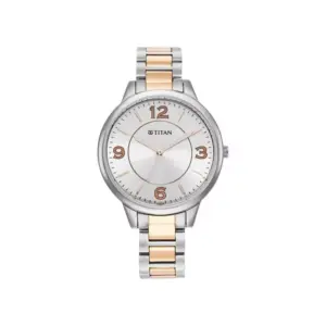 Titan Watch Titan Trendsetters Analog Silver White Dial Watch for Women with Two Toned Stainless Steel Strap 2617KM01