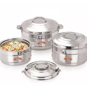 Topaz Hotpot Twinkle 3pcs Casserole Insulated Food Warmer With Steel Handle T4000/6000/8000