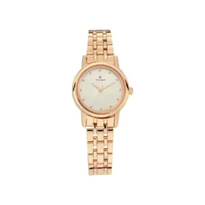 Titan Watch Titan Refresher Quartz Analog Silver Dial Watch for Women with Rose Gold Stainless Steel Strap 2593WM01
