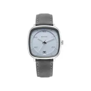 Titan Watch Titan Neo Curve Quartz Analog Anthracite Dial Watch for Men with Date, Grey Leather Strap 1885SL01