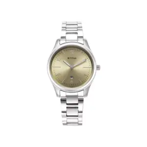 Titan Watch Titan Urban Analog Biege Dial Watch for Women with Silver Metal Strap 2639SM10