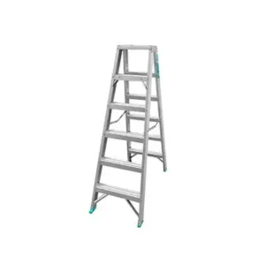 Total Tools Total Double Sided Folding Ladder Aluminium 2 x 6 Steps, Easily Foldable for Space Saving Storage, Oxidation THLAD01061