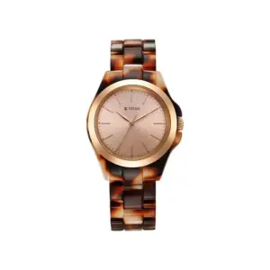 Titan Watch Titan Fashion Acetate Rose Gold Dial Analog for Women with Acetate Strap Watch 95205KP01