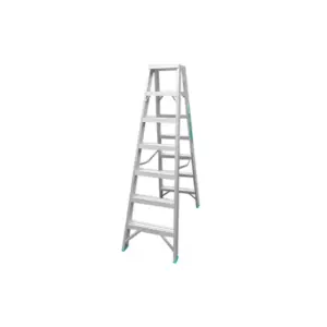 Total Tools Total Double Sided Folding Ladder Aluminium 2 x 7 Steps, Easily Foldable for Space Saving Storage, Oxidation THLAD01071