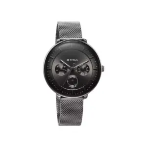 Titan Watch Titan Noir Quartz Analog Anthracite Dial Watch for Women with Grey Stainless Steel Strap 2651QM02