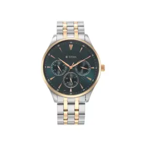 Titan Watch Titan Opulent III Quartz Multifunction Blue Dial Watch for Men with Stainless Steel Strap 90127KM02