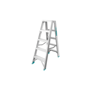 Total Tools Total Double Sided Folding Ladder Aluminium 2 x 5 Steps, Easily Foldable for Space Saving Storage, Oxidation THLAD01051