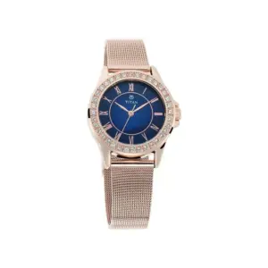 Titan Watch Titan Sparkle Analog Blue Dial Watch for Women with Rose Gold Stainless Steel Strap 9798WM03