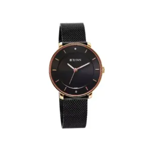 Titan Watch Titan Noir Black Dial Quartz Analog Watch for Women with Black Metal Strap 2728KM03