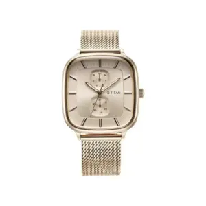 Titan Watch Titan Avant Garde Quartz Multifunction Silver Dial Watch for Men with Rose Gold Stainless Steel Strap 90178WM01
