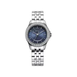 Titan Watch Titan Sparkle Quartz Analog Green Dial Watch for Women with Silver Sheetmetal Strap 9798SM06