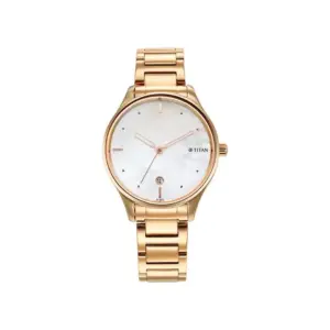 Titan Watch Titan Pastel Dreams Quartz Analog Mother of Pearl Dial Watch for Women with Rose Gold Metal Strap 2670WM08
