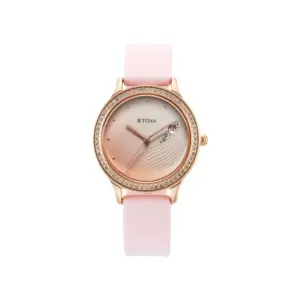 Titan Watch Titan Purple Glam It Up Analog Pink Dial Watch for Women with Date, Pink Silicone Strap 2634WP01