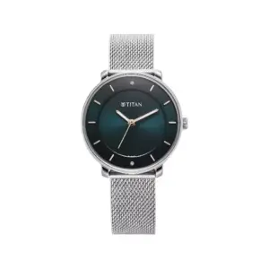 Titan Watch Titan Noir Quartz Analog Blue Dial Watch for Women with Silver Metal Strap 2728SM01