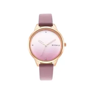 Titan Watch Titan Pastel Dreams Quartz Analog Dial Watch for Women with Purple Leather Strap 2664WL03