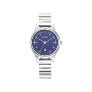 Titan Watch Titan Karishma Quartz Analog Blue Dial Watch for Women with Silver Metal Strap 2679SM01
