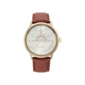 Titan Watch Titan Grandmaster 2 Quartz Analog White Dial Watch for Men with Brown Leather Strap 1828QL02