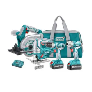 Total Tools Total Drill Machine, Impact Wrench, Jigsaw, Circular Saw Cordless Li-Ion 4pc Combo TCKLI2010