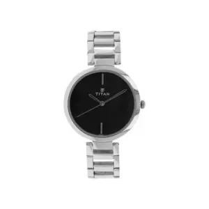Titan Watch Titan Tagged Quartz Analog Black Dial Watch for Women with Stainless Steel Strap 2480SM02