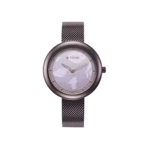 Titan Watch Titan Glitz Quartz Analog Purple Dial Watch for Women with Stainless Steel Strap 95210QM01