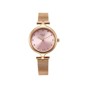 Titan Watch Titan Raga Showstopper Quartz Analog Rose Gold Dial Watch For Women with Metal Strap 95268WM01