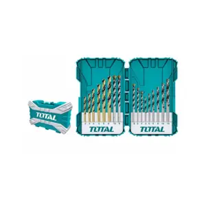 Total Tools Total Drill Bit Set for Metal Concrete and Wood 16pcs TACSDL11601